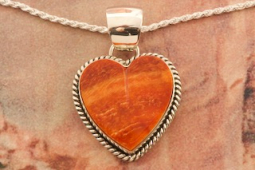 Artie Yellowhorse Genuine Spiny Oyster Shell Sterling Silver Heart Pendant
